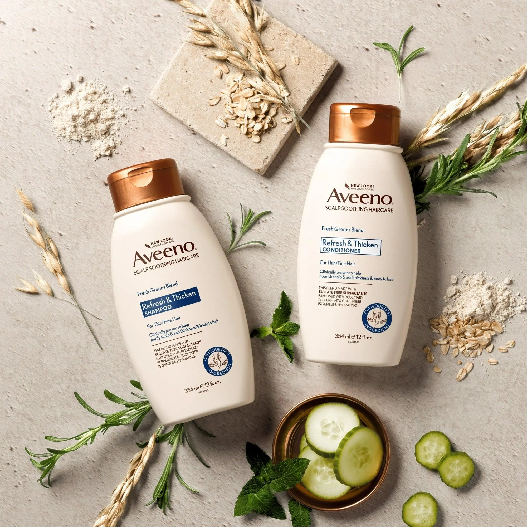 Aveeno Refresh & Thicken Shampoo Fresh Greens Blend - 12oz