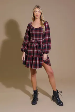 BE WITH YOU WOVEN PLAID MINI DRESS