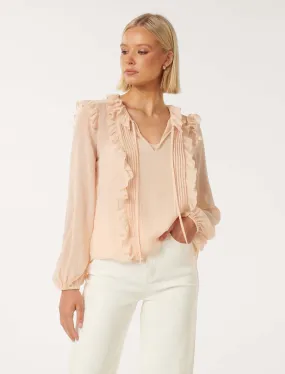 Cody Ruffle Pintuck Blouse