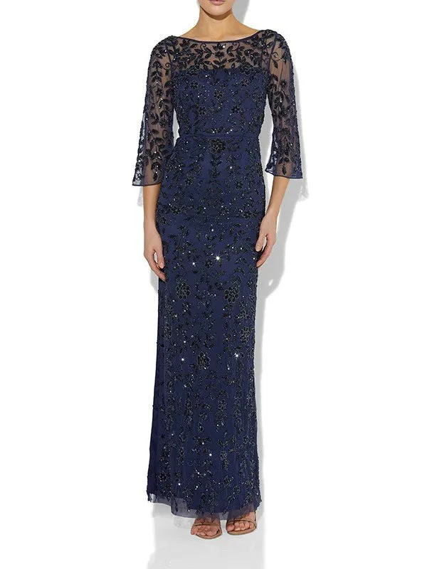 Eliza Navy Hand Beaded Gown