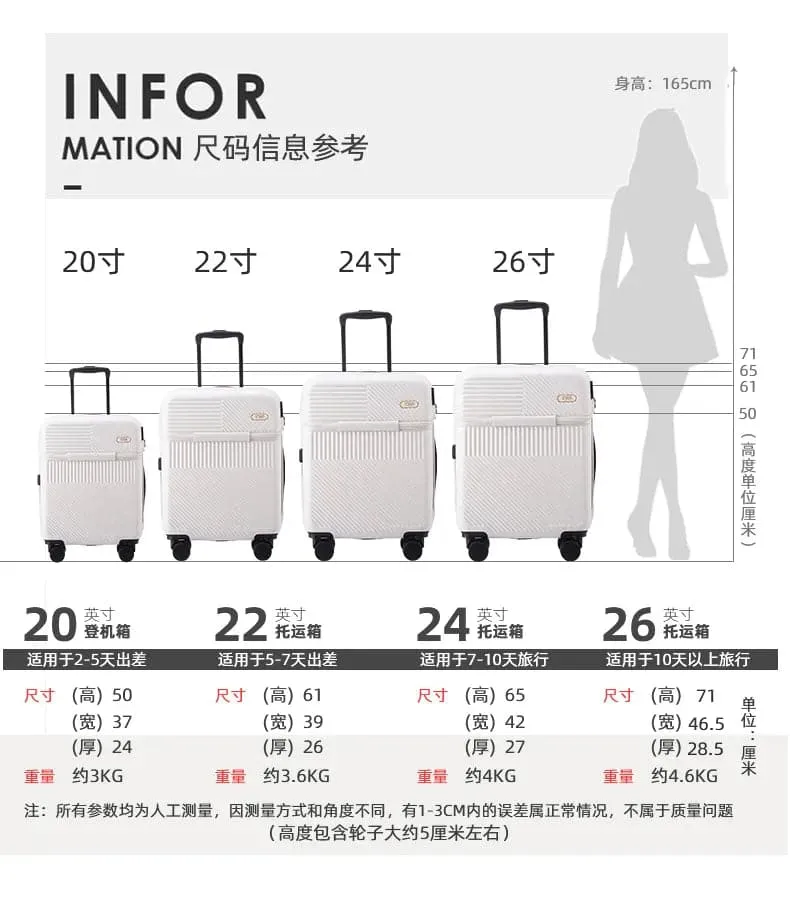 Front Open Suitcase - 55cm Height, Spinner Caster, 4.0kg Weight - kmikli 1685