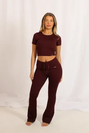 High Waisted Flares Burgundy