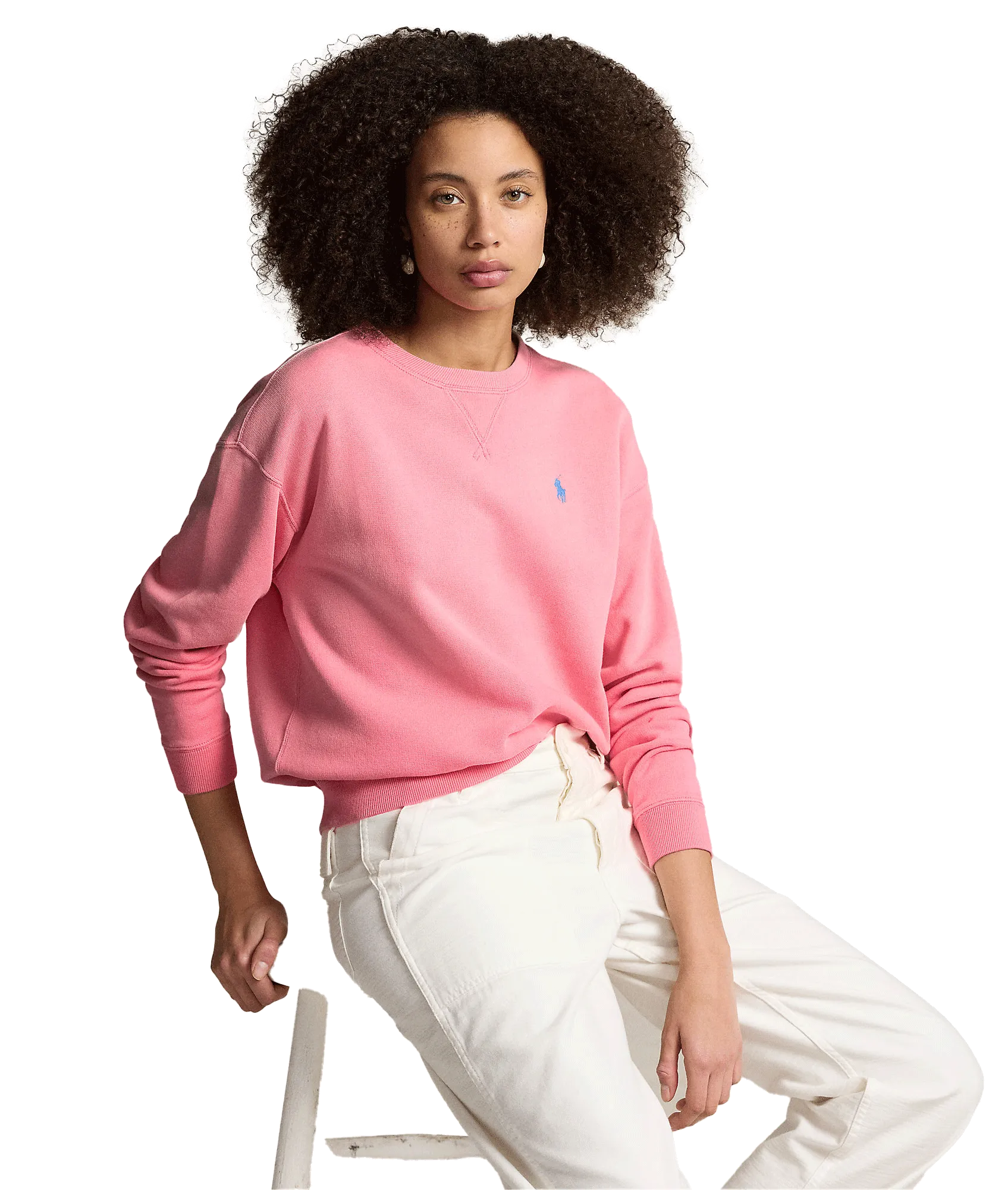 Lightweight Fleece Crewneck Pullover - Pink