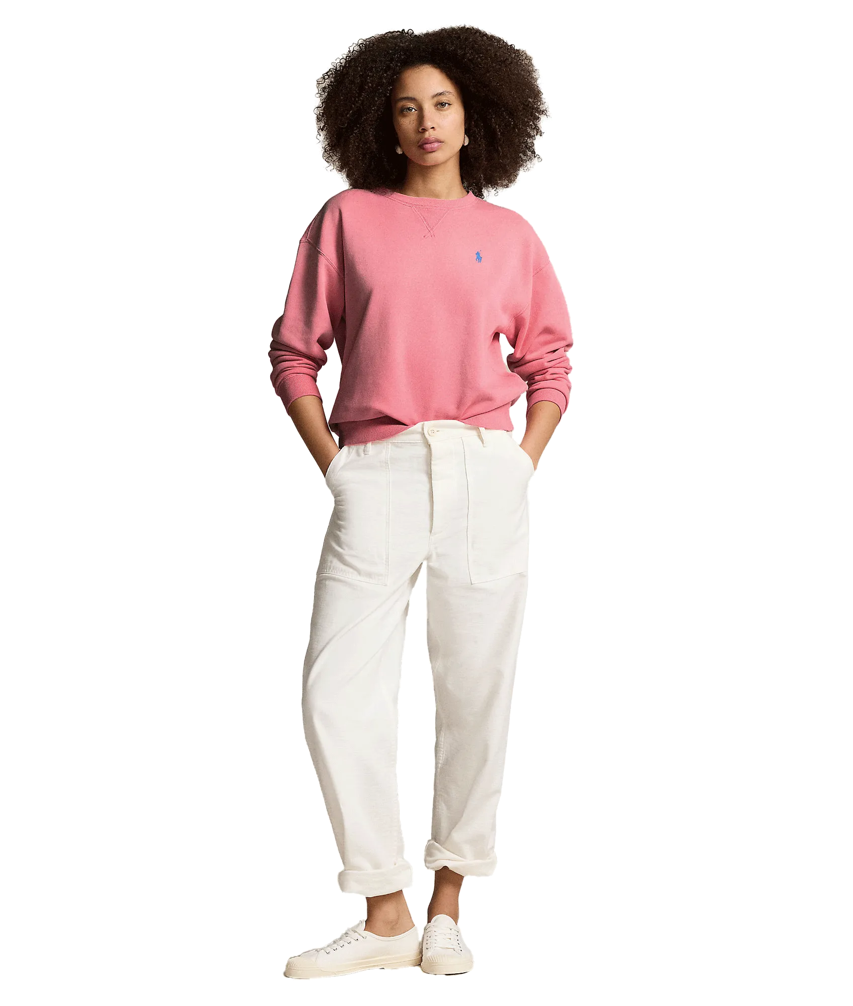 Lightweight Fleece Crewneck Pullover - Pink