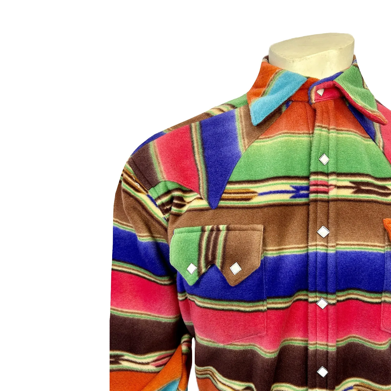 Men's Serape Pattern Fleece Western Shirt in Brown & Purple