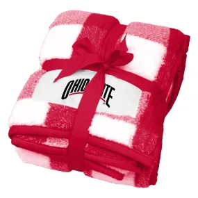 Ohio State Buckeyes Buffalo Check Frosty Fleece Scarlet Blanket