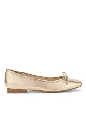 Regina Square Toe Ballet Flats - Gold Leather